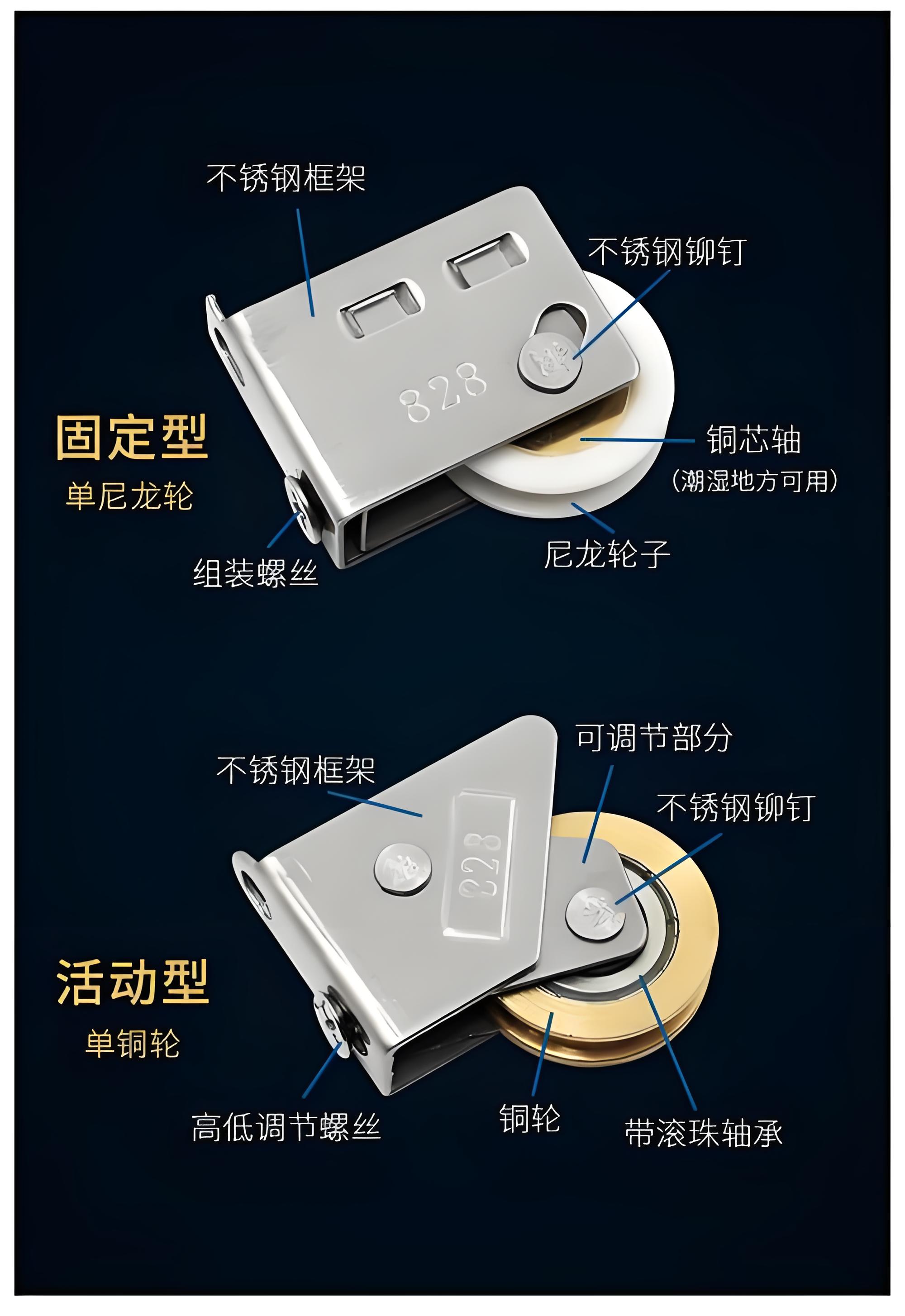 铝合金门滑轮/个
